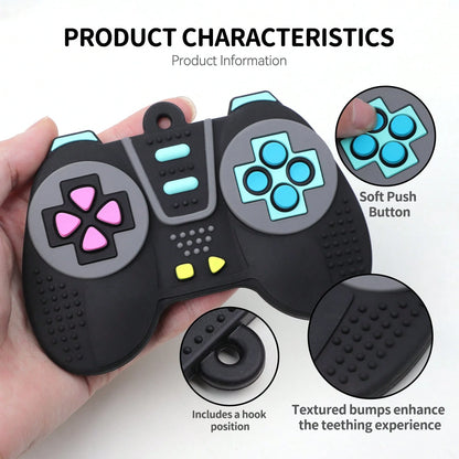 0-6 Months Baby Teething Toys 2pcs Set, Bear Remote Control And Game Handle Shaped Silicone Montessori Gifts