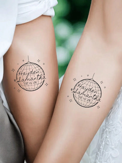 1/10/20/30/60/90/120/150pcs Optional, Wedding Favor Tattoo Stickers, Temporary Tattoo Stickers, Couple Customized Tattoo Stickers, Till Death Do Us Part Party Favors, Bachelorette Party Temporary Stic