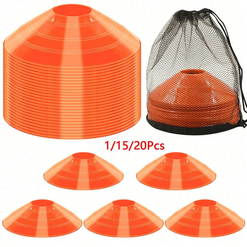 1/15/20pcs Thickened Round Sports Marker Cones, Football Training Cones, Football Agility Practice Equipment, Durable Plastic Field Markers, Suitable For Tournament Games, Speed Coordination Training