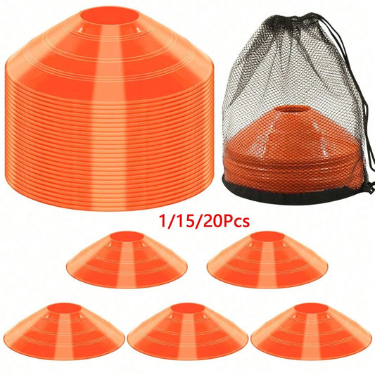 1/15/20pcs Thickened Round Sports Marker Cones, Football Training Cones, Football Agility Practice Equipment, Durable Plastic Field Markers, Suitable For Tournament Games, Speed Coordination Training