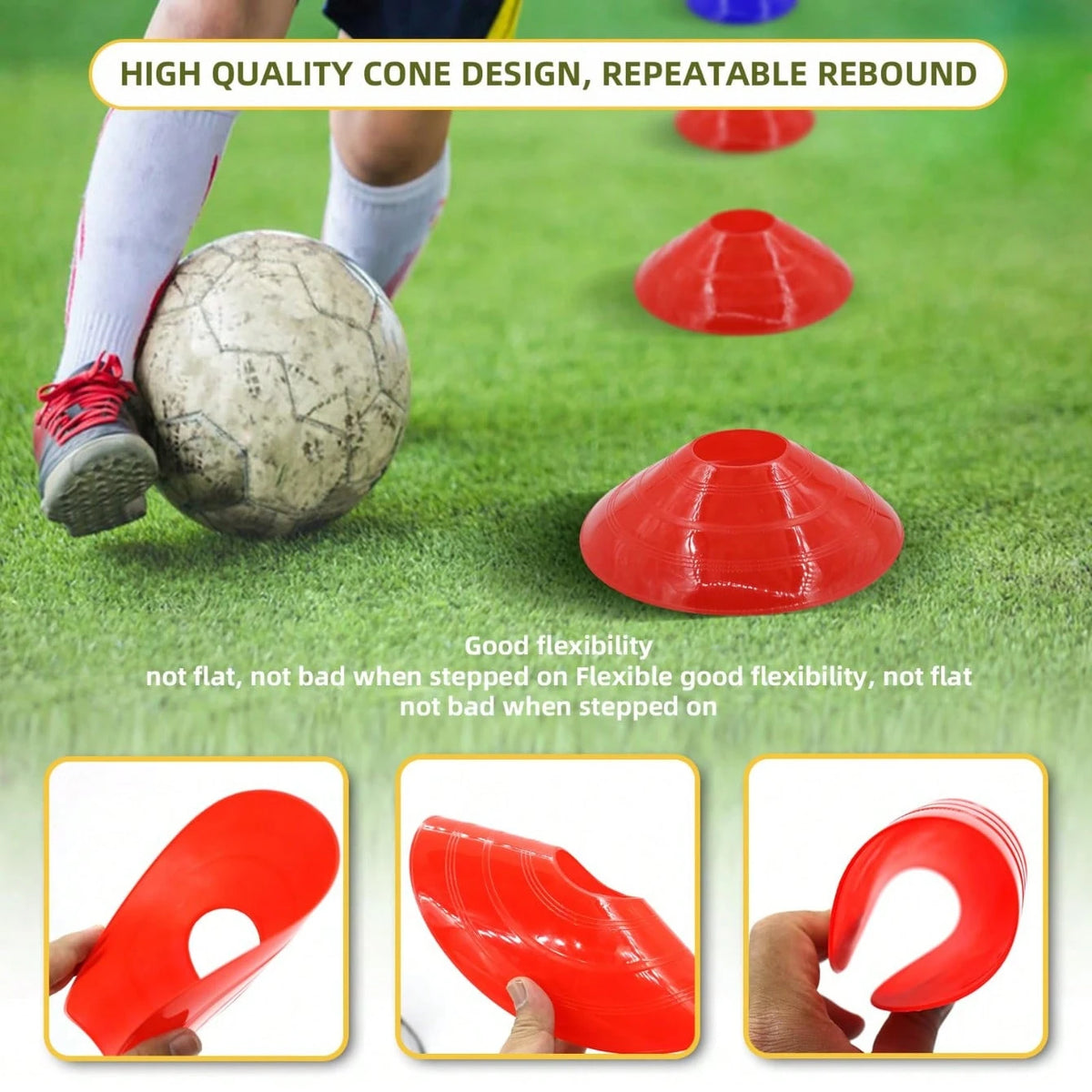 1/15/20pcs Thickened Round Sports Marker Cones, Football Training Cones, Football Agility Practice Equipment, Durable Plastic Field Markers, Suitable For Tournament Games, Speed Coordination Training