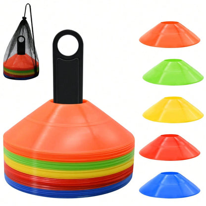 1/15/20pcs Thickened Round Sports Marker Cones, Football Training Cones, Football Agility Practice Equipment, Durable Plastic Field Markers, Suitable For Tournament Games, Speed Coordination Training