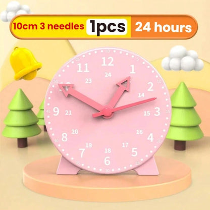 1/2/3/5pcs. Learning Clock- Blue, Pink, Yellow Clock Model Set, With Three-Hand Connection, For Time Recognition, Educational Tool For Hours, Minutes, Seconds Recognition, Colorful Clock Teaching Aid