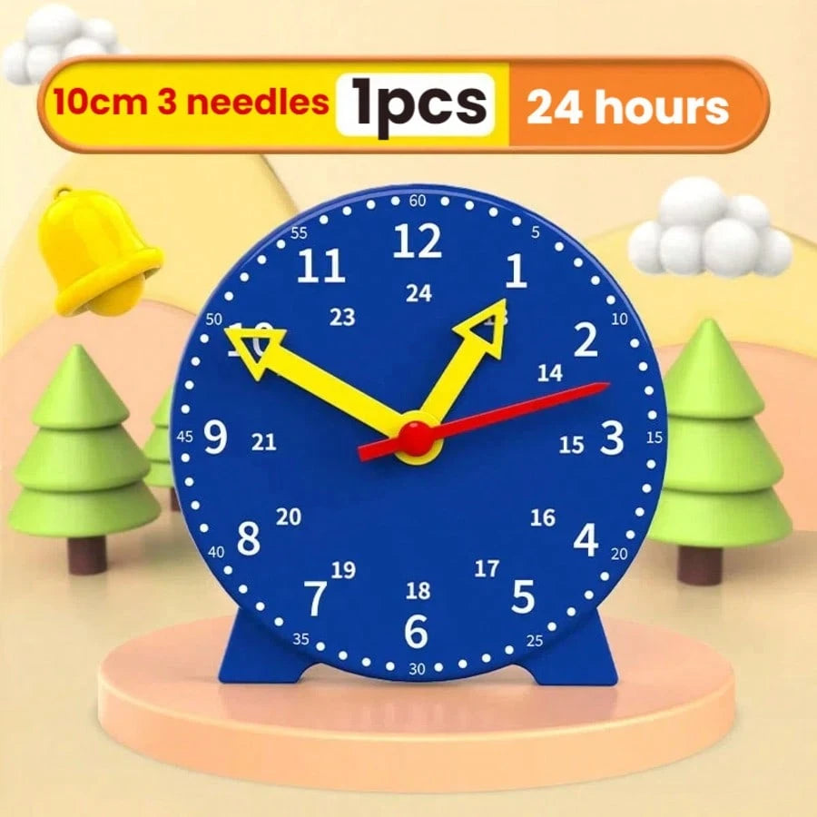 1/2/3/5pcs. Learning Clock- Blue, Pink, Yellow Clock Model Set, With Three-Hand Connection, For Time Recognition, Educational Tool For Hours, Minutes, Seconds Recognition, Colorful Clock Teaching Aid