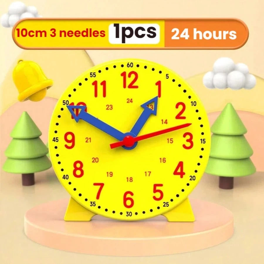 1/2/3/5pcs. Learning Clock- Blue, Pink, Yellow Clock Model Set, With Three-Hand Connection, For Time Recognition, Educational Tool For Hours, Minutes, Seconds Recognition, Colorful Clock Teaching Aid