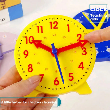 1/2/3/5pcs. Learning Clock- Blue, Pink, Yellow Clock Model Set, With Three-Hand Connection, For Time Recognition, Educational Tool For Hours, Minutes, Seconds Recognition, Colorful Clock Teaching Aid