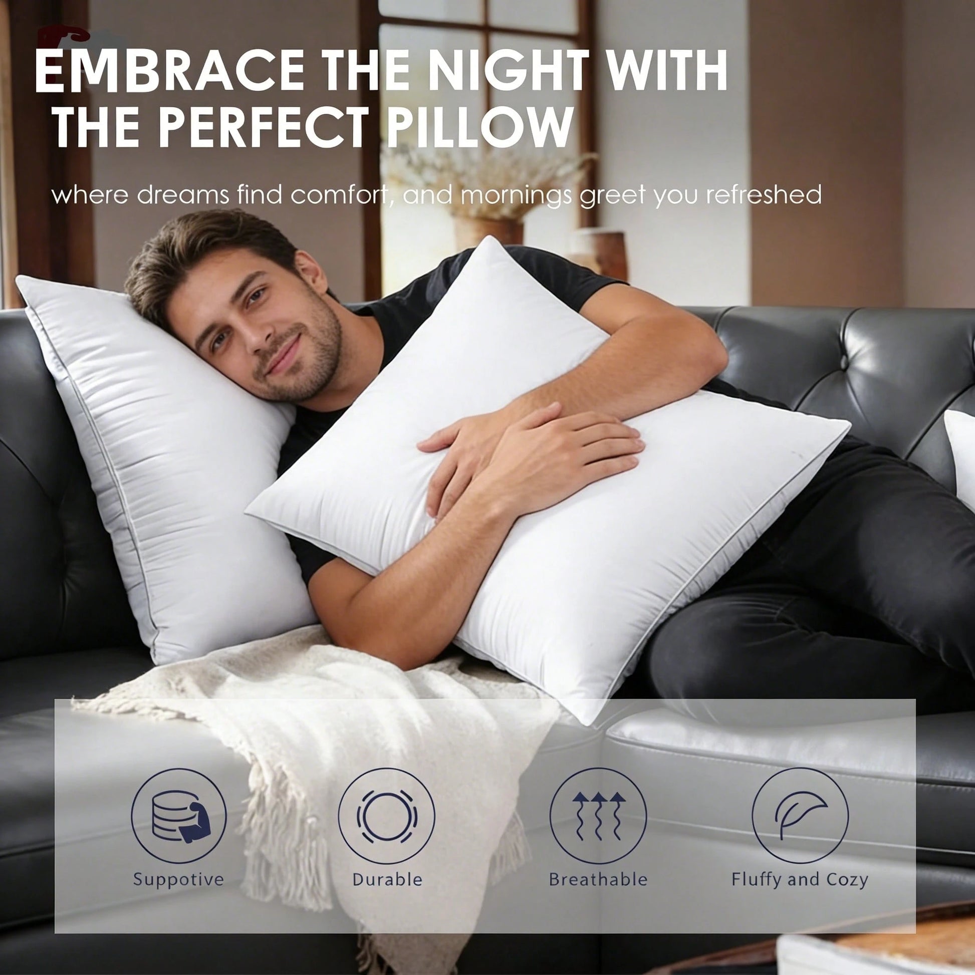 1/2/4-Pack White Square Pillow Inserts – High-End Decorative Sofa Cushions, Soft Polyester Fabric With Velvet Texture, Compatible With Various Pillowcase Types, Machine Washable And Hypoallergenic, Mo