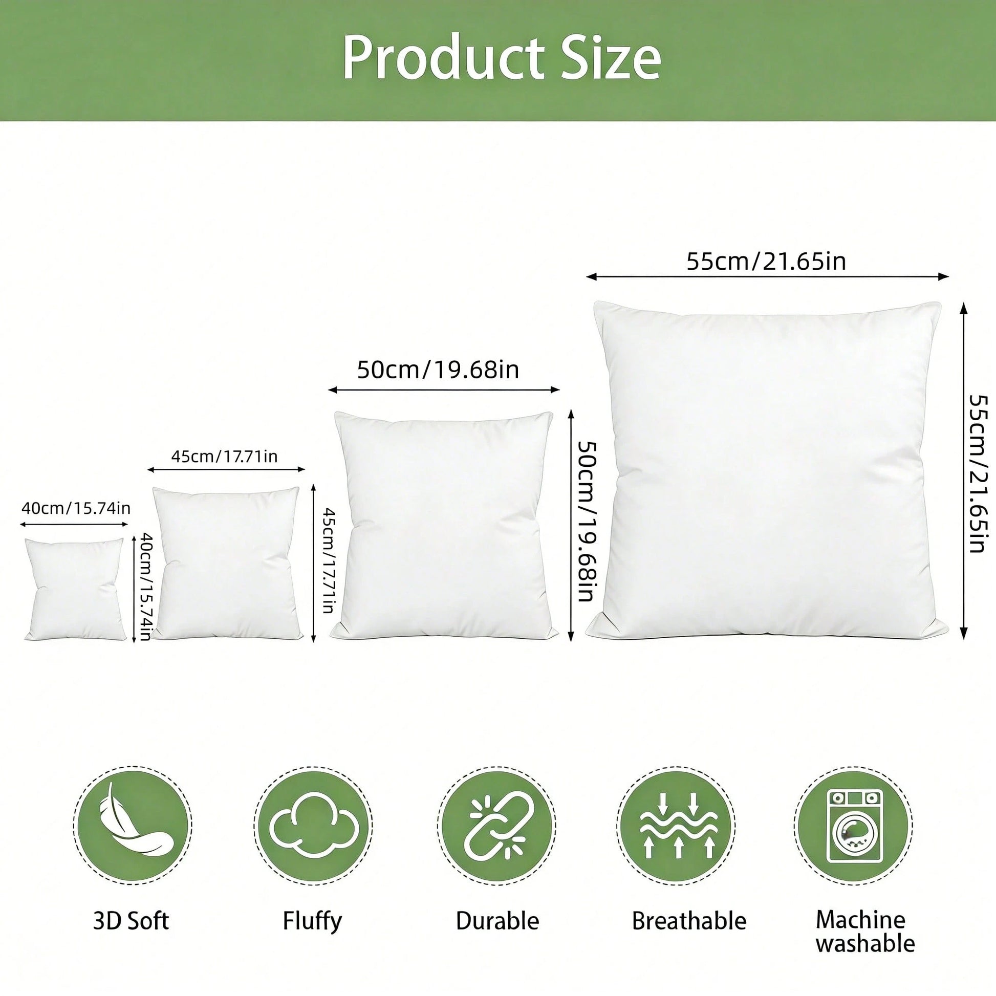 1/2/4-Pack White Square Pillow Inserts – High-End Decorative Sofa Cushions, Soft Polyester Fabric With Velvet Texture, Compatible With Various Pillowcase Types, Machine Washable And Hypoallergenic, Mo