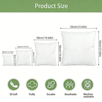 1/2/4-Pack White Square Pillow Inserts – High-End Decorative Sofa Cushions, Soft Polyester Fabric With Velvet Texture, Compatible With Various Pillowcase Types, Machine Washable And Hypoallergenic, Mo