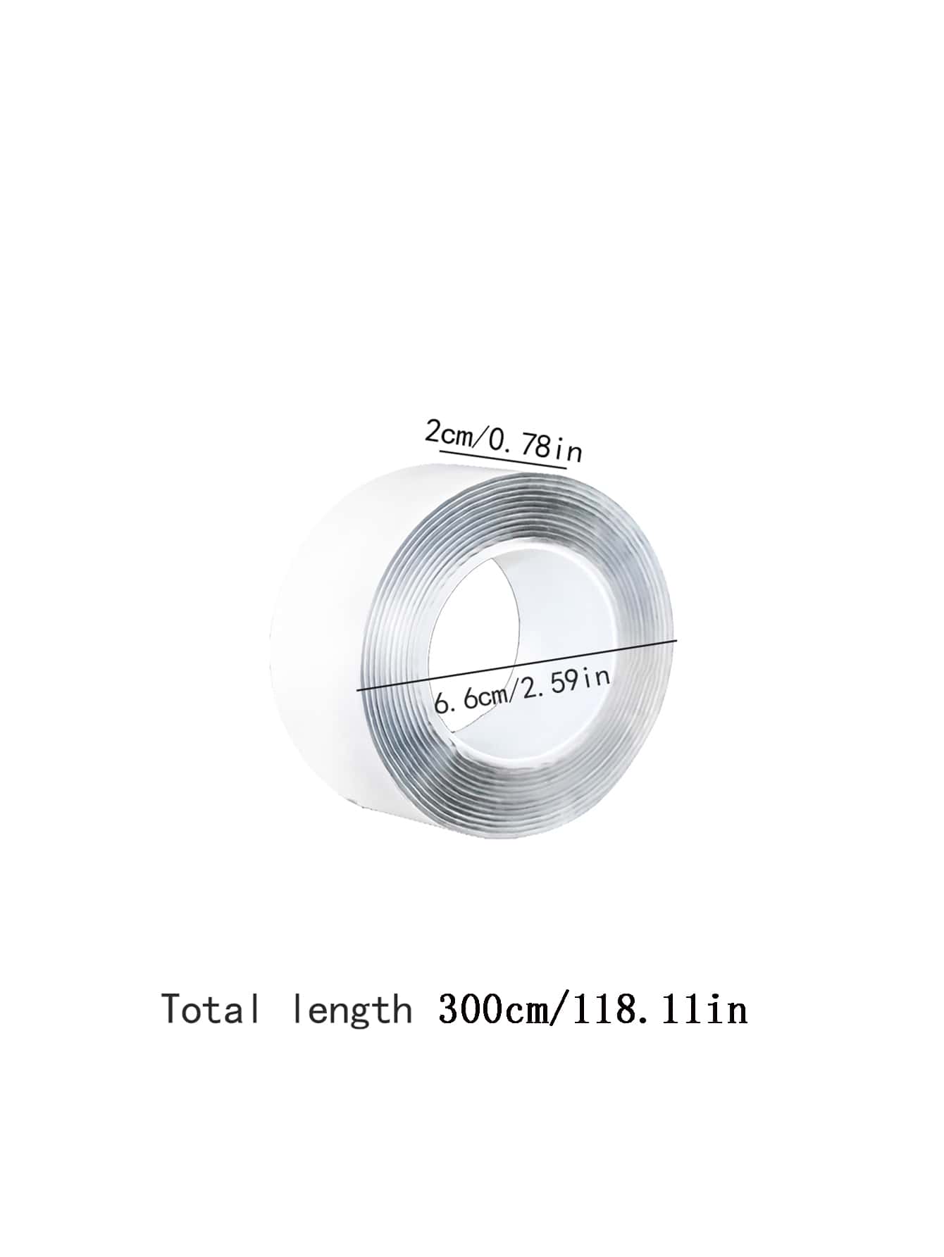 1/2/4pcs 2cm X 3000cm Washable Reusable Double-Sided Nano Thick Transparent High Viscosity Wall Mounting Adhesive Tape