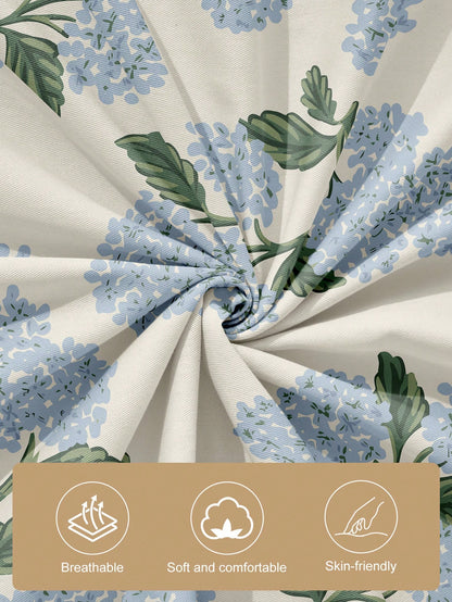 1/2/4pcs Blue Floral Pattern Throw Pillow Covers, Soft Decorative Cushion Covers, Single-Sided Printed With Zipper, Suitable For Sofa, Bed, Bedroom, Living Room Home Decor, Breathable Skin-Friendly, C