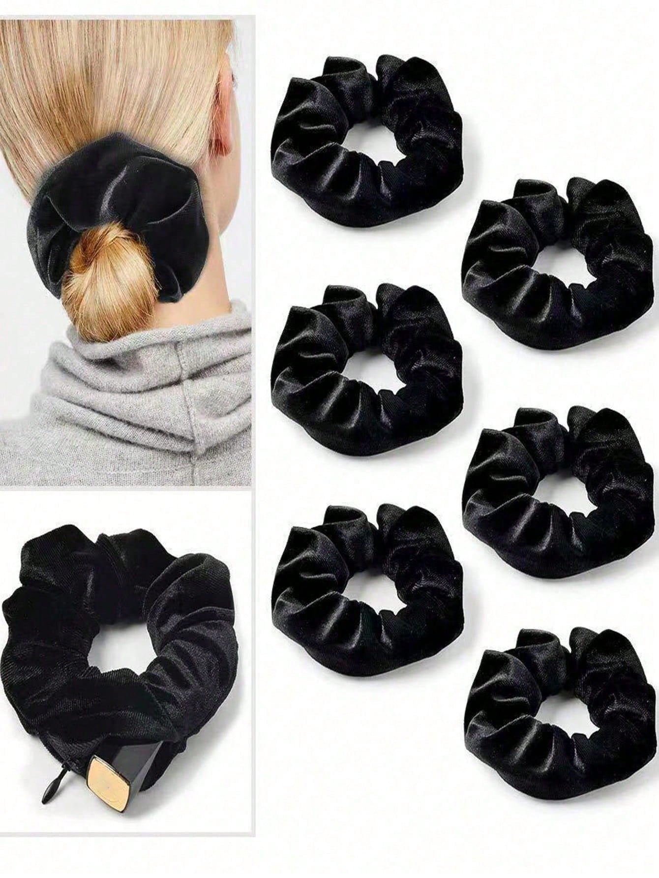 1/2/5/10pcs Velvet Hair Scrunchies With Hidden Pocket, Multi-Functional Hair Accessory Storage Bag, Coin And Small Item Organizer Bag, Zippered Elastic Hair Band With Secret Compartment For Keys