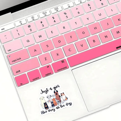 1/2/5pcs "Just A Girl Who Loves All The Dogs"Cute Cartoon Multi Breed Dogs Vinyl Stickers, Suitable For Water Tumbler, Laptop, Journal, Scrapbook, Phone Case, Car Window, Skateboard, Luggage Decor, Pe