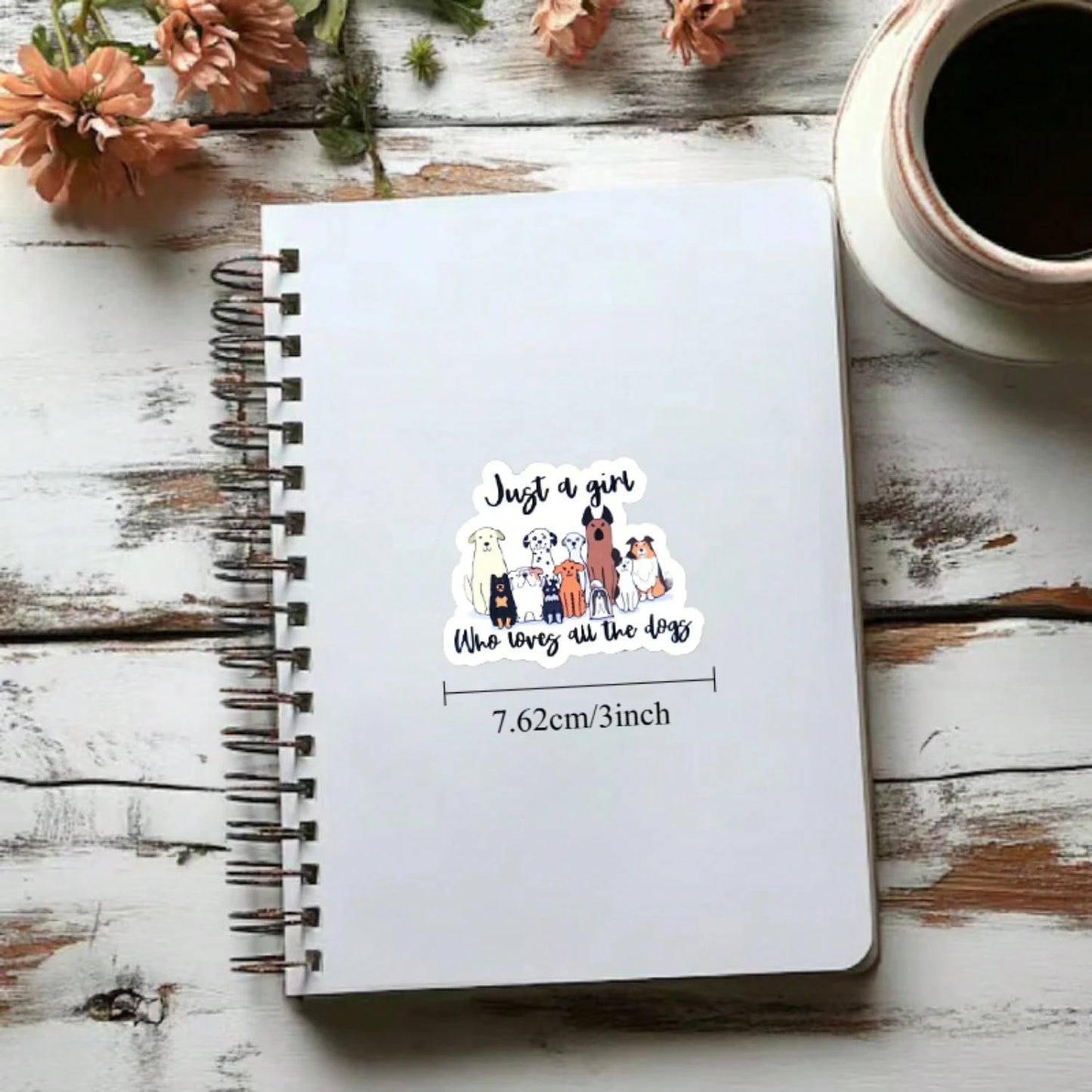 1/2/5pcs "Just A Girl Who Loves All The Dogs"Cute Cartoon Multi Breed Dogs Vinyl Stickers, Suitable For Water Tumbler, Laptop, Journal, Scrapbook, Phone Case, Car Window, Skateboard, Luggage Decor, Pe
