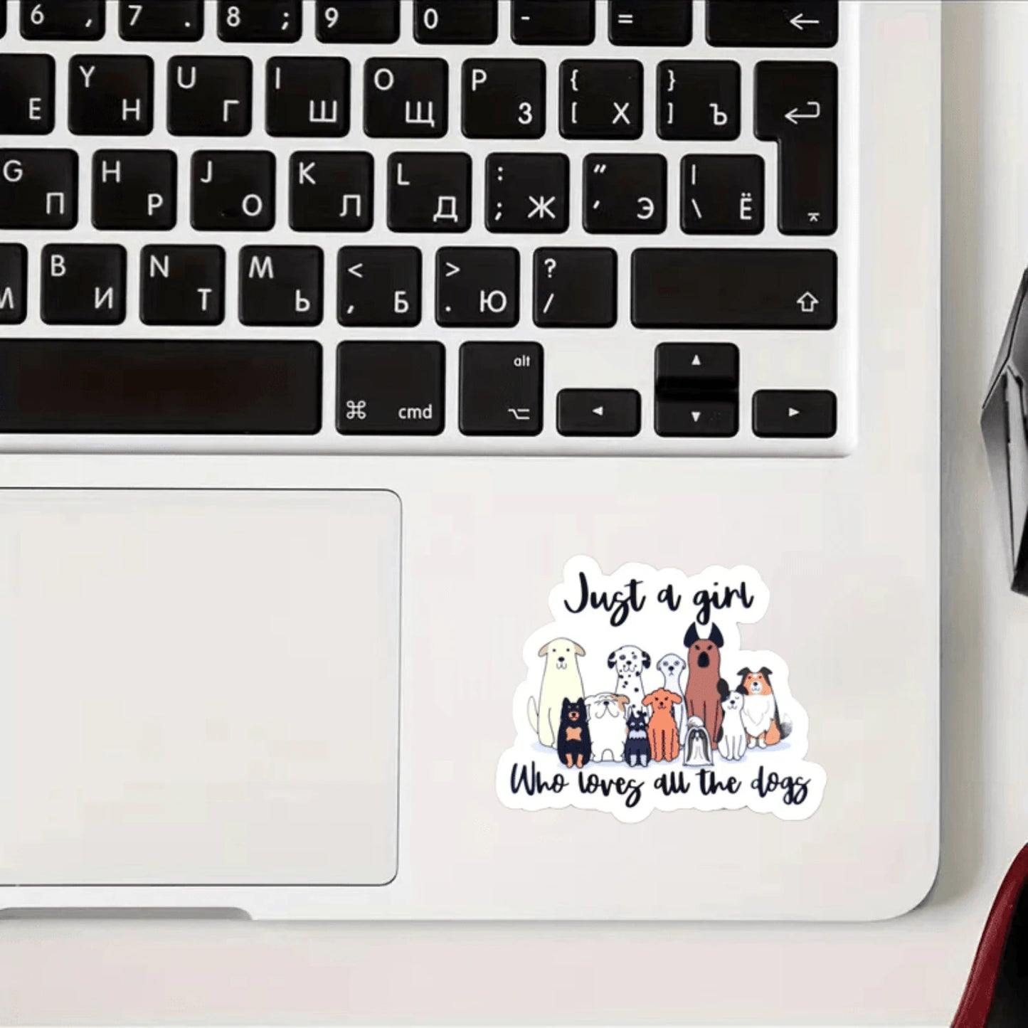 1/2/5pcs "Just A Girl Who Loves All The Dogs"Cute Cartoon Multi Breed Dogs Vinyl Stickers, Suitable For Water Tumbler, Laptop, Journal, Scrapbook, Phone Case, Car Window, Skateboard, Luggage Decor, Pe