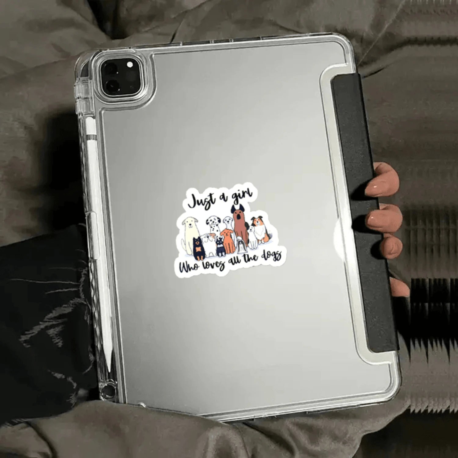 1/2/5pcs "Just A Girl Who Loves All The Dogs"Cute Cartoon Multi Breed Dogs Vinyl Stickers, Suitable For Water Tumbler, Laptop, Journal, Scrapbook, Phone Case, Car Window, Skateboard, Luggage Decor, Pe