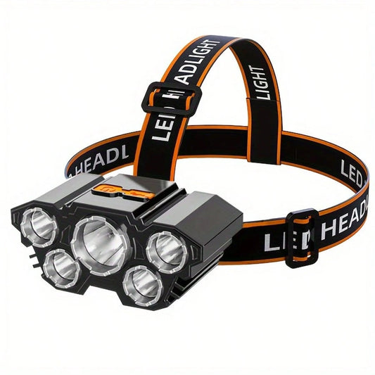 1/2 Piece Rechargeable Headlamp 5 LED High-Brightness Headlamp, Lightweight USB Headlamp, 4 Modes, Suitable For Outdoor Running, Hunting, Hiking, Camping, Repair, Work, Decoration And Maintenance.