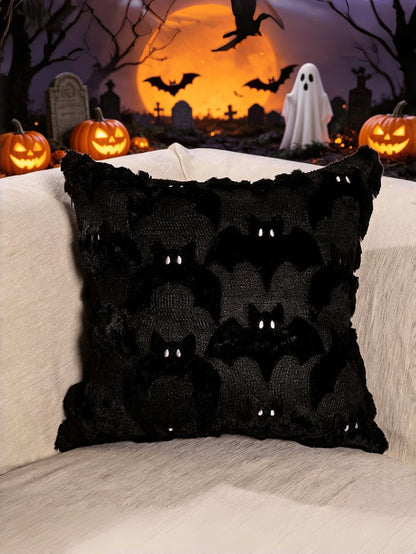 1/2pcs 3D Plush Bat Pillow Case, Gothic Dark Halloween Witch Theme Decorative Cushion Cover, 18" X 18", Suitable For Living Room Sofa Bedroom Halloween Decoration, Pillow Insert Not Included