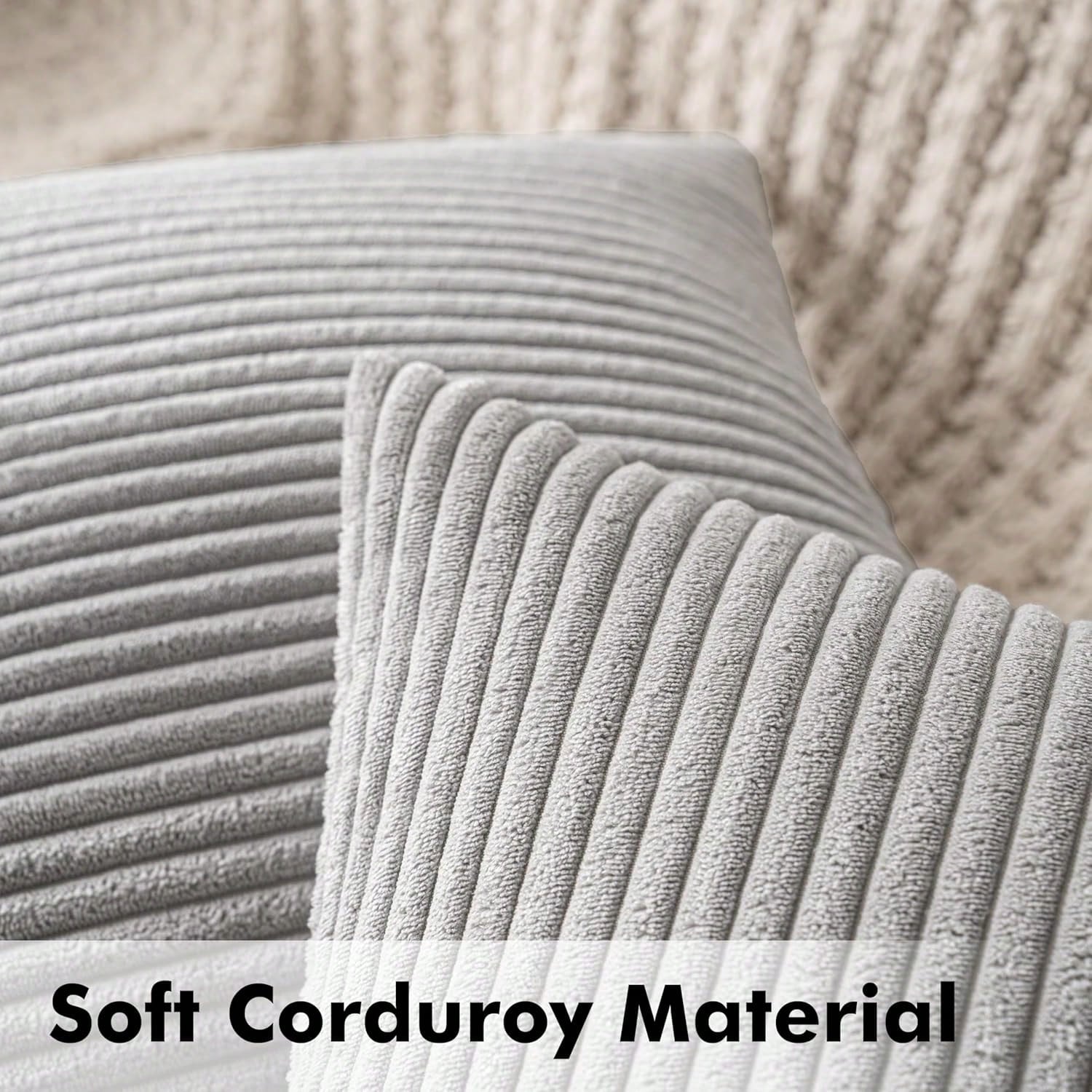 1/2pcs Decorative Pillow Cover, Light Grey Corduroy Striped Pattern, Decorative Throw Pillow Cushion Cover, For Sofa, Office, Living Room