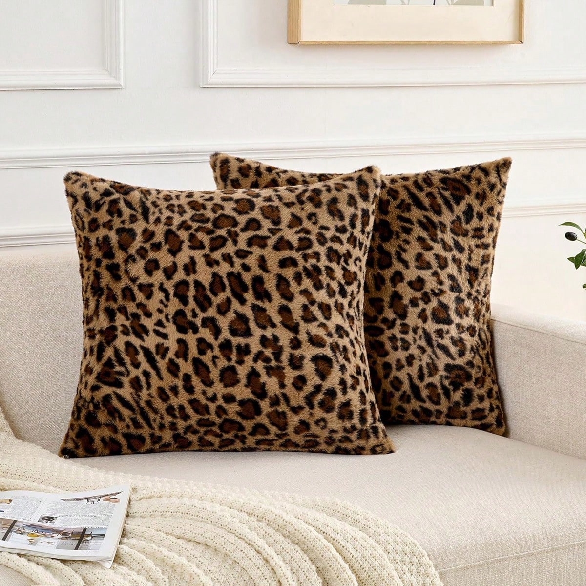 1/2pcs Farmhouse Leopard Print Pillowcase, Fashionable Reversible Pillow Cover, Leopard Pattern Sofa Cushion Cover, Home Decor, Pillow Insert Not Included