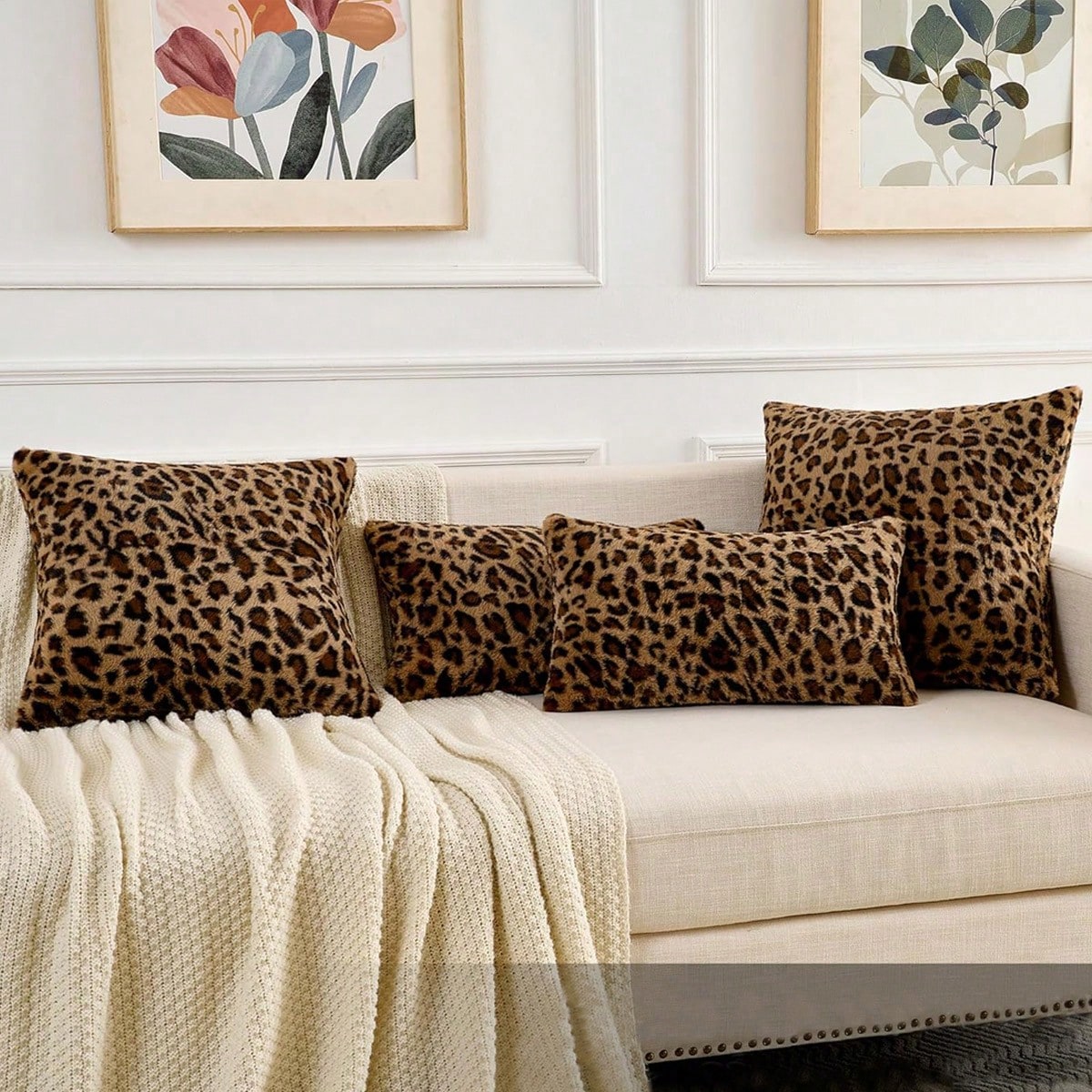 1/2pcs Farmhouse Leopard Print Pillowcase, Fashionable Reversible Pillow Cover, Leopard Pattern Sofa Cushion Cover, Home Decor, Pillow Insert Not Included
