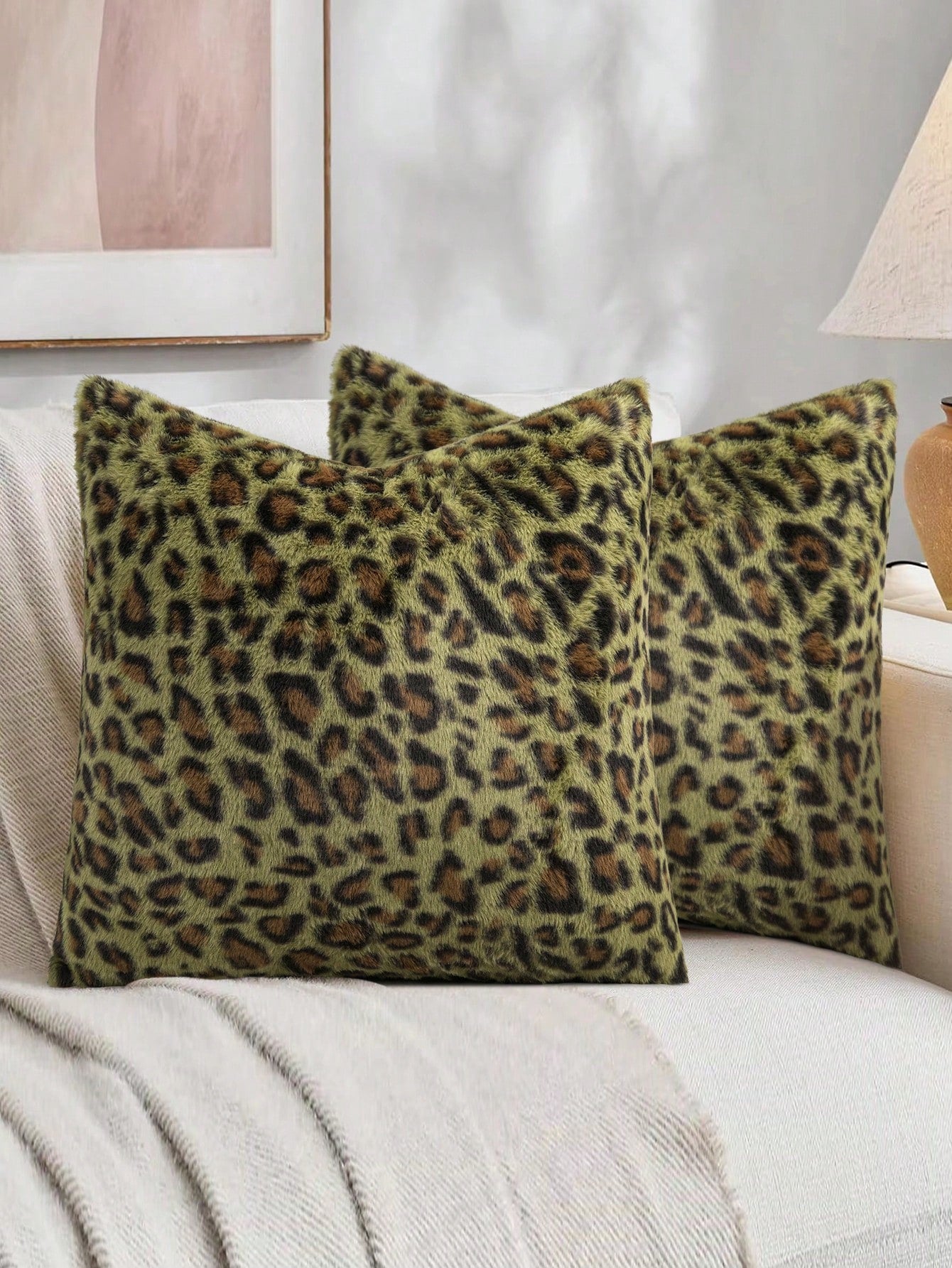 1/2pcs Farmhouse Leopard Print Pillowcase, Fashionable Reversible Pillow Cover, Leopard Pattern Sofa Cushion Cover, Home Decor, Pillow Insert Not Included
