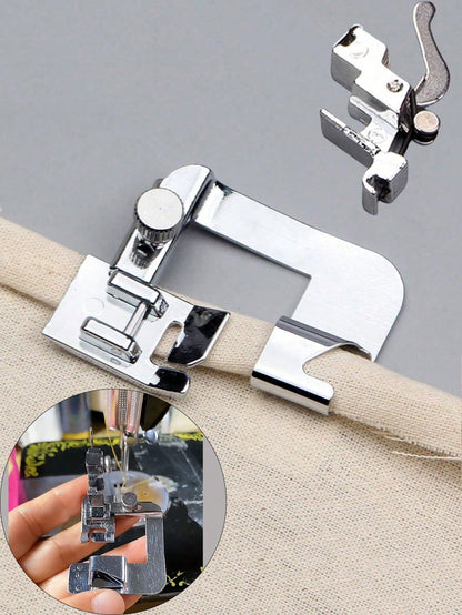 1/2Pcs Iron Alloy Rolled Hem Presser Foot, Adjustable Hemmer Foot Attachment For Most Household Sewing Machines, Universal Sewing Foot Accessories, Essential Sewing Supplies For DIY Craft Lovers, Fabr