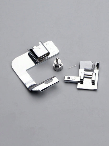 1/2Pcs Iron Alloy Rolled Hem Presser Foot, Adjustable Hemmer Foot Attachment For Most Household Sewing Machines, Universal Sewing Foot Accessories, Essential Sewing Supplies For DIY Craft Lovers, Fabr