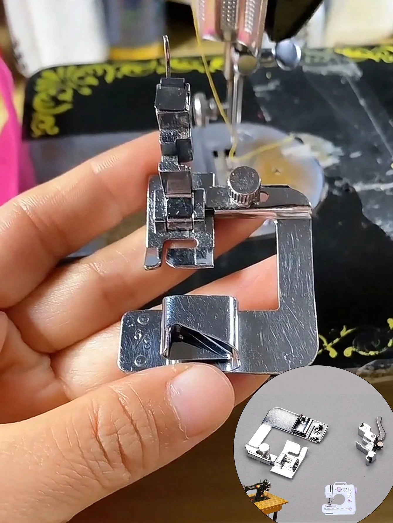 1/2Pcs Iron Alloy Rolled Hem Presser Foot, Adjustable Hemmer Foot Attachment For Most Household Sewing Machines, Universal Sewing Foot Accessories, Essential Sewing Supplies For DIY Craft Lovers, Fabr