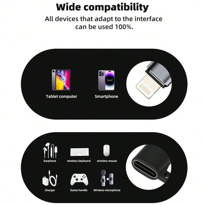 1-2pcs Portable Audio Converter, USB-C Female To Lightning Male Adapter, Compatible With IPhone 14/13/12/11, Smartphone/Computer, Plug And Play Mini Wireless Microphone Receiver, Audio Adapter, Earpho