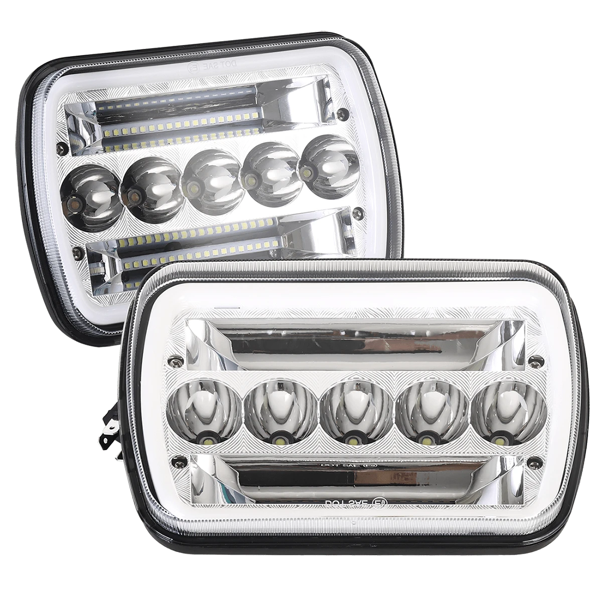 1/2PCS Rectangle H6054 LED Headlights 7x6 Headlamp Hi/Low Sealed Beam H4 9003 Plug 6054 H5054 Compatible With S10 Blazer Express Van/Wra Ngler YJ XJ Cherokee Truck Van