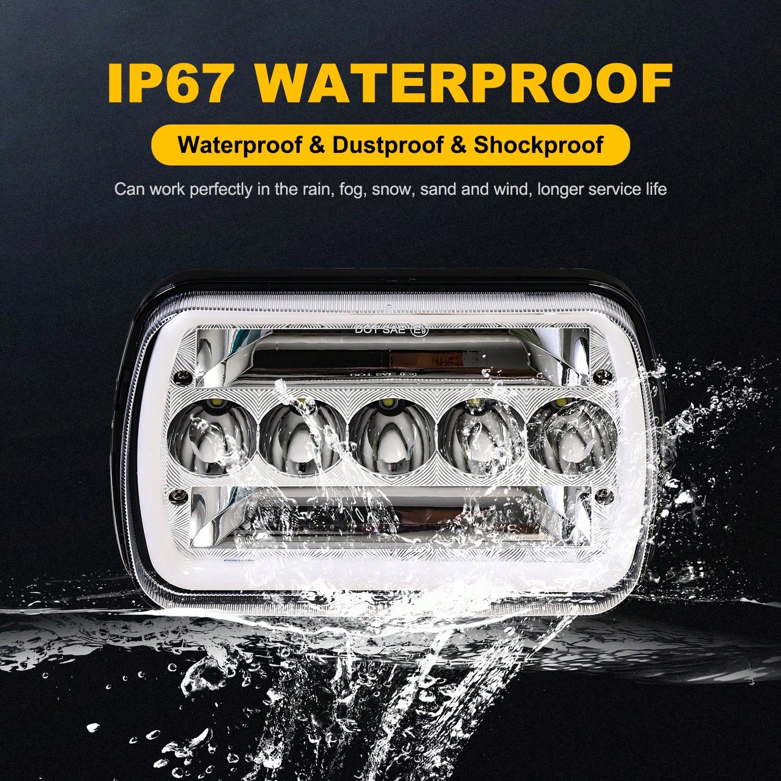 1/2PCS Rectangle H6054 LED Headlights 7x6 Headlamp Hi/Low Sealed Beam H4 9003 Plug 6054 H5054 Compatible With S10 Blazer Express Van/Wra Ngler YJ XJ Cherokee Truck Van