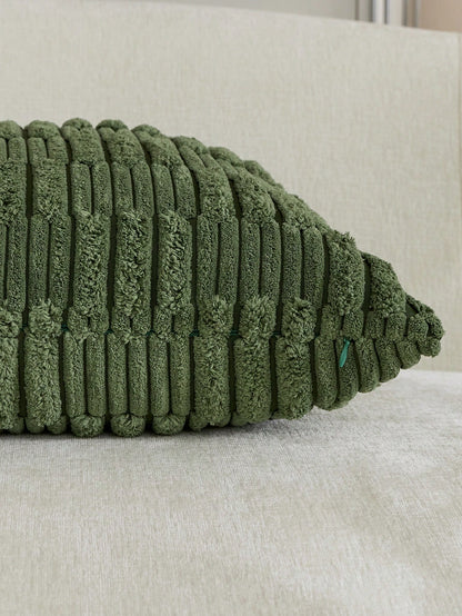 1/2pcs Set Cushion Cover, Matcha Green Corduroy Striped Pattern, Bohemian Decorative Cushion Cover, Sofa Cushion, Sofa Cushion, Decorative Cushion Cover, Office, Living Room