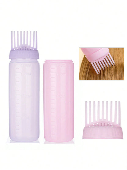 1/2pcs Spray Bottle Set, 180ml Shampoo Bottle, Hair Dye Bottle, Salon Styling Kit, Deep Cleansing Shampoo Bottle, Hair Root Brush, Hair Oil Applicator Bottle With Scale, Suitable For Hair Dyeing, Back