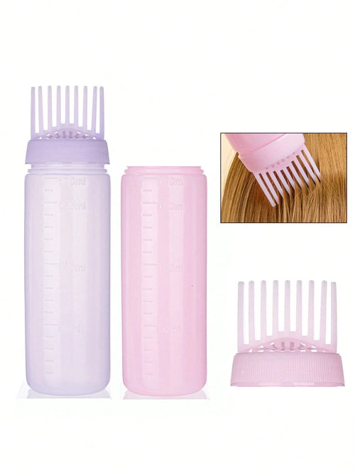 1/2pcs Spray Bottle Set, 180ml Shampoo Bottle, Hair Dye Bottle, Salon Styling Kit, Deep Cleansing Shampoo Bottle, Hair Root Brush, Hair Oil Applicator Bottle With Scale, Suitable For Hair Dyeing, Back