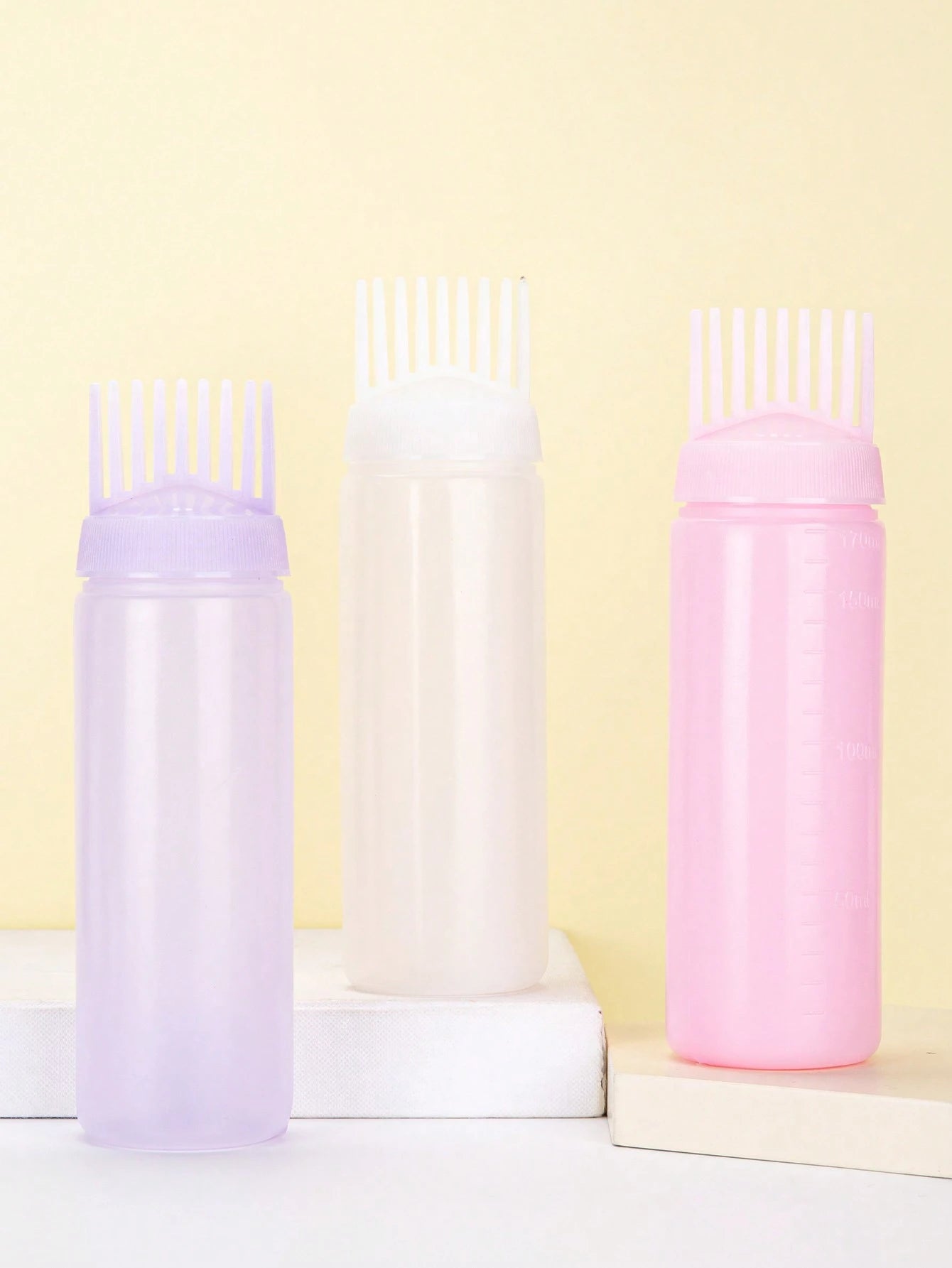 1/2pcs Spray Bottle Set, 180ml Shampoo Bottle, Hair Dye Bottle, Salon Styling Kit, Deep Cleansing Shampoo Bottle, Hair Root Brush, Hair Oil Applicator Bottle With Scale, Suitable For Hair Dyeing, Back