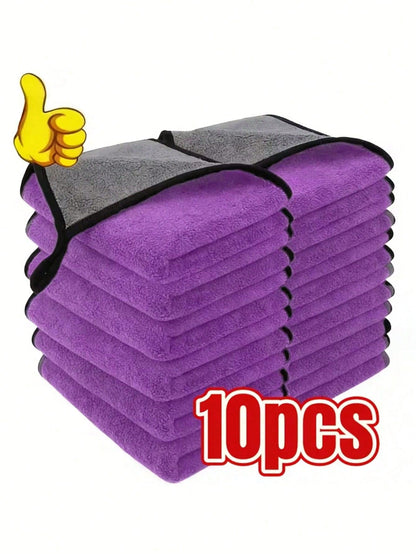 1/3/5/10pcs Multi-Purpose Plush Microfiber Cleaning Cloth Towels, For Home, Car Wash, Drying And Car Detailing