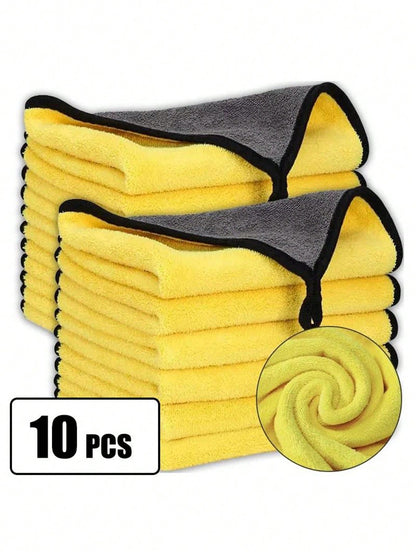 1/3/5/10pcs Multi-Purpose Plush Microfiber Cleaning Cloth Towels, For Home, Car Wash, Drying And Car Detailing