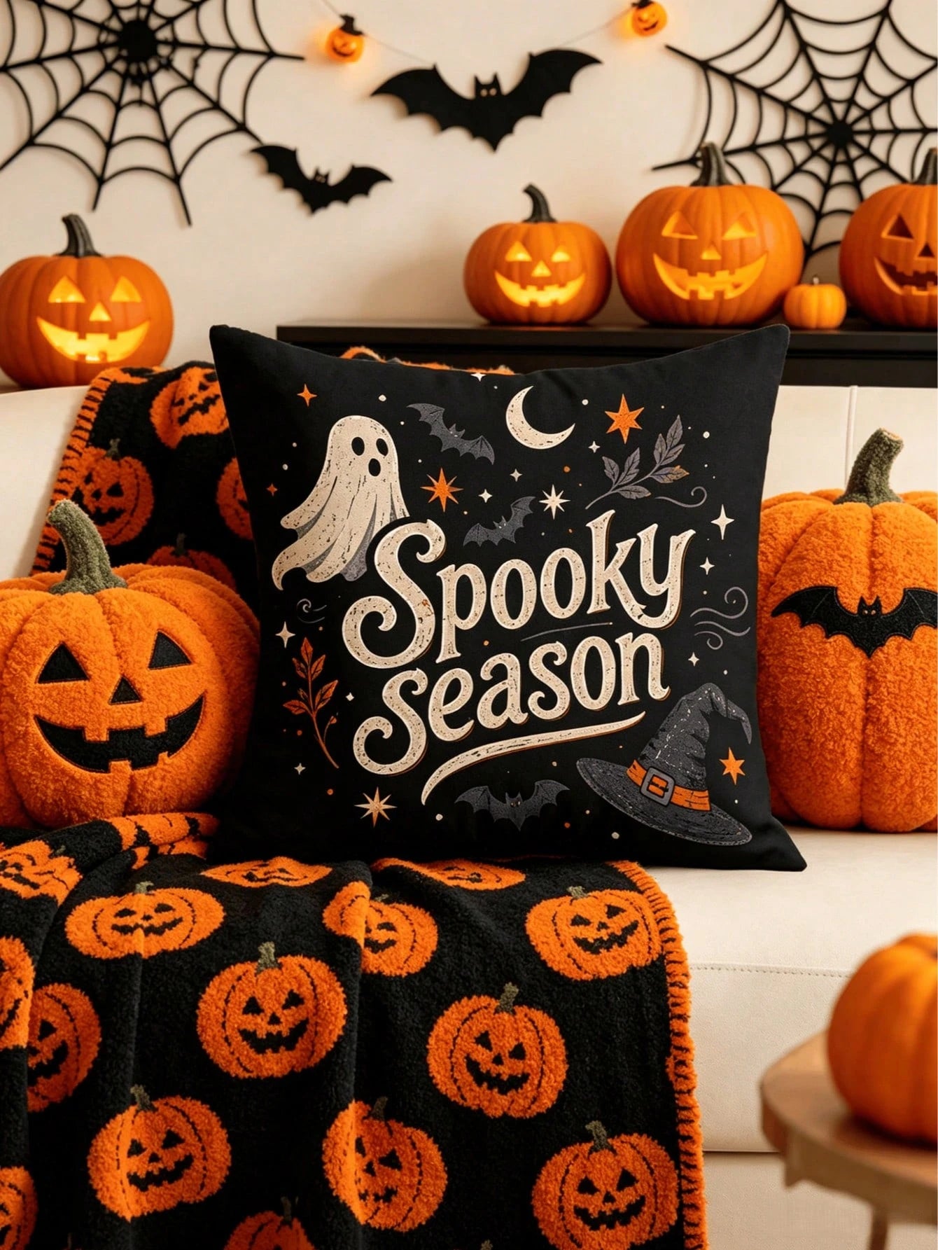 1/4pcs New Halloween Pattern Pillowcase, Halloween-Themed Cushion Cover, Decorative Pillowcase, Square Pillowcase, Halloween Decoration, Decorative Pillow, Suitable For Living Room, Sofa, And Bedroom
