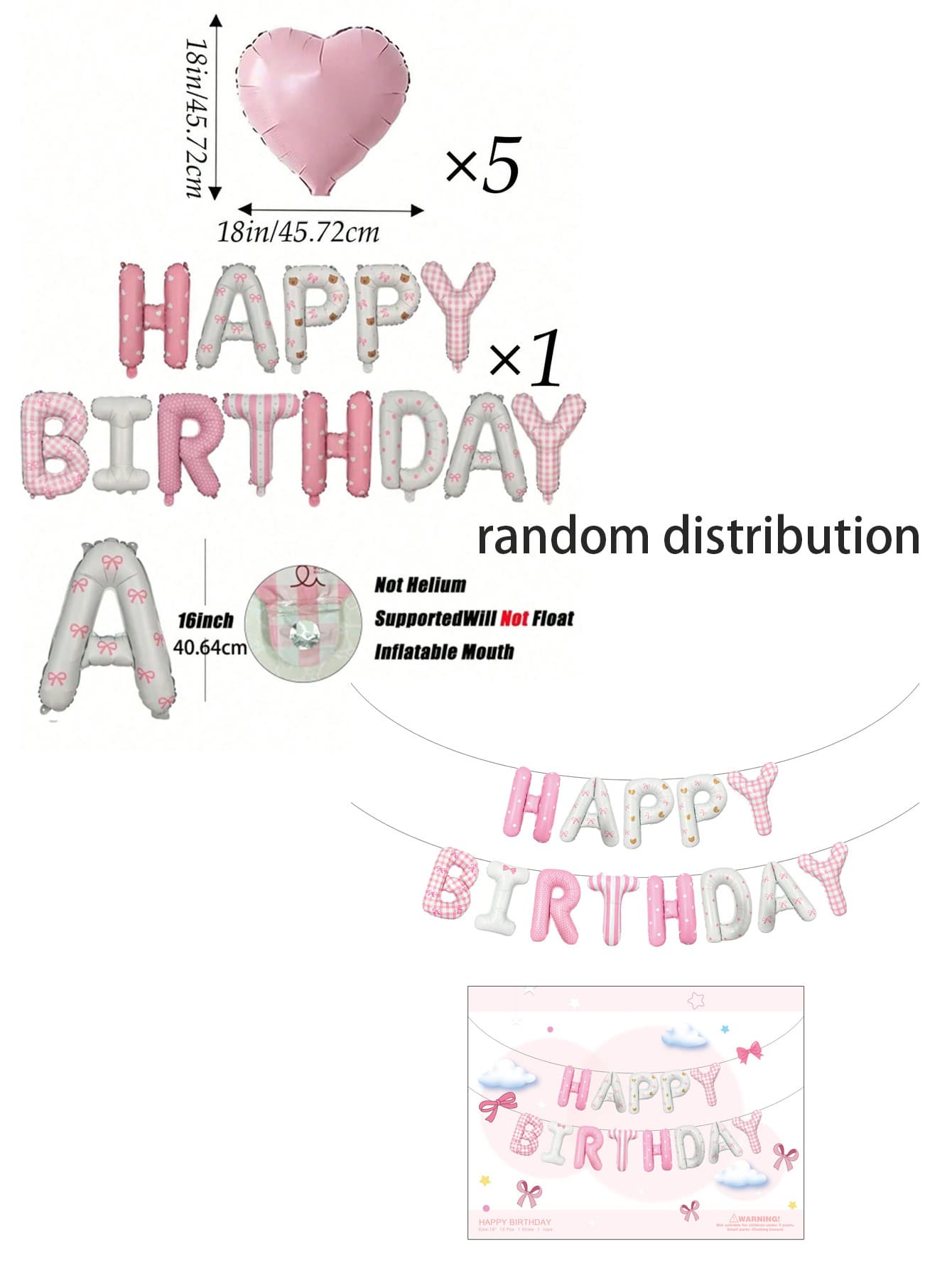 1/5/6pcs Pink Happy Birthday Letter Balloon Set, Birthday Party Decoration Set, Suitable For Baby Shower, Birthday Party Background Decoration