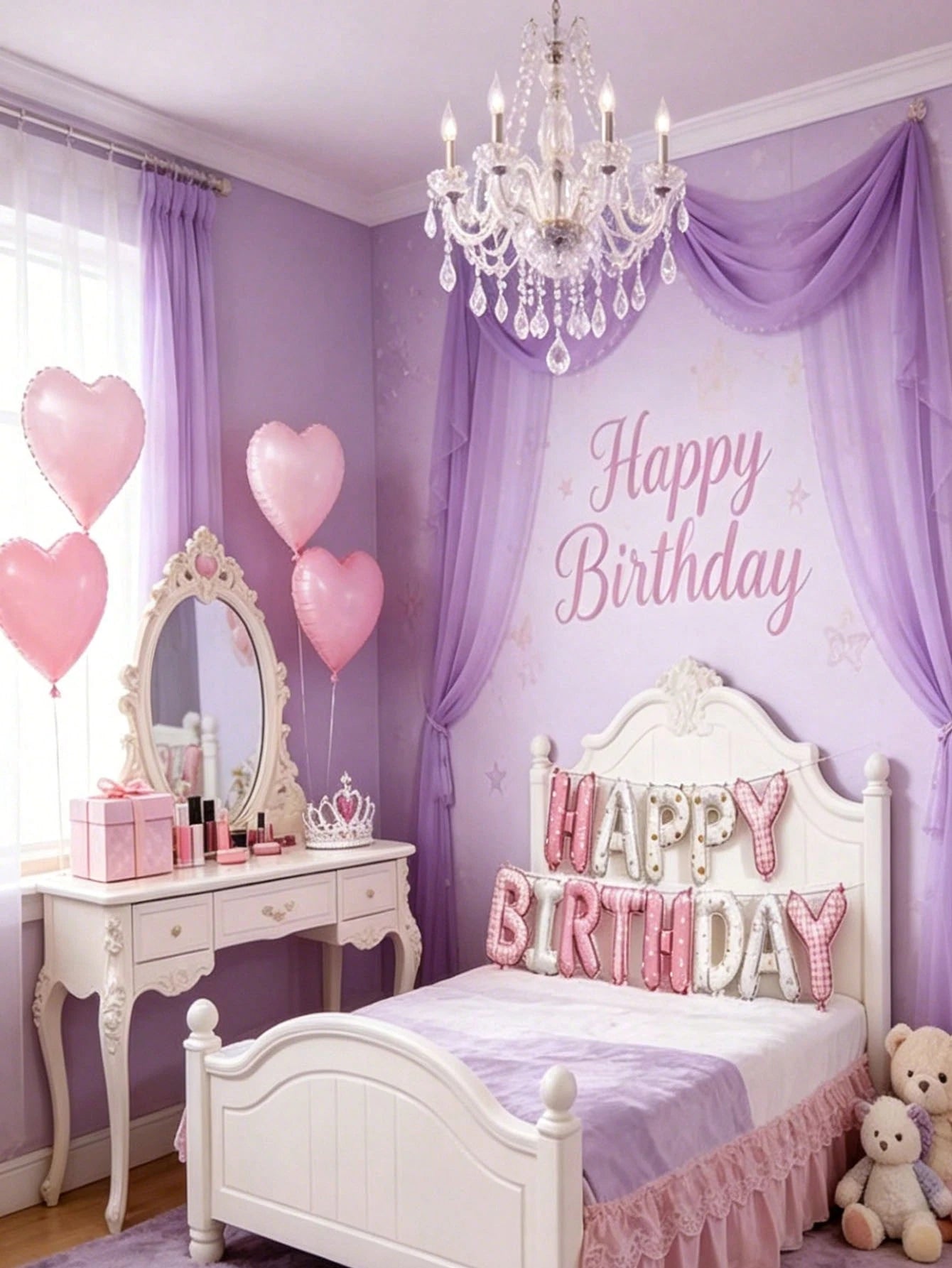 1/5/6pcs Pink Happy Birthday Letter Balloon Set, Birthday Party Decoration Set, Suitable For Baby Shower, Birthday Party Background Decoration