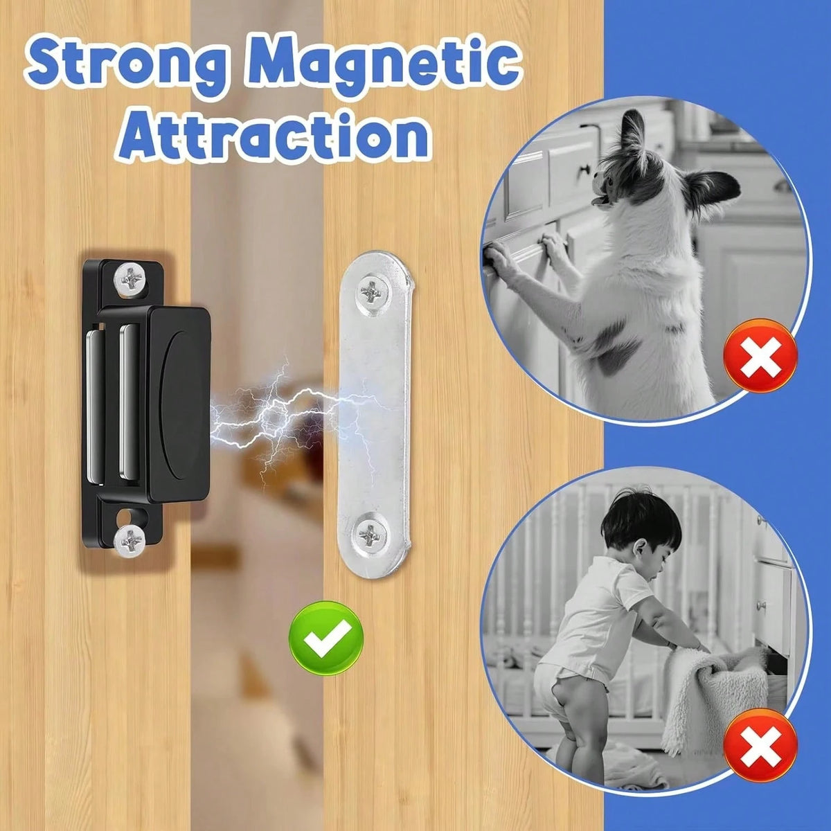 1/5Pcs Cabinet Magnets For Closure, Magnetic Cabinet Door Catch Strong Magnetic For Kitchen Cabinets Bedroom Wardrobe Cabinet Door Catch
