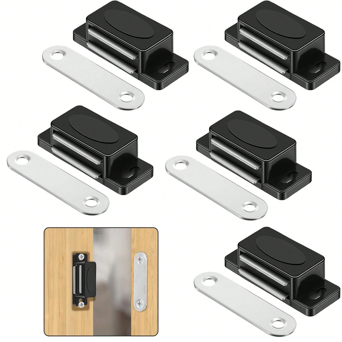1/5Pcs Cabinet Magnets For Closure, Magnetic Cabinet Door Catch Strong Magnetic For Kitchen Cabinets Bedroom Wardrobe Cabinet Door Catch