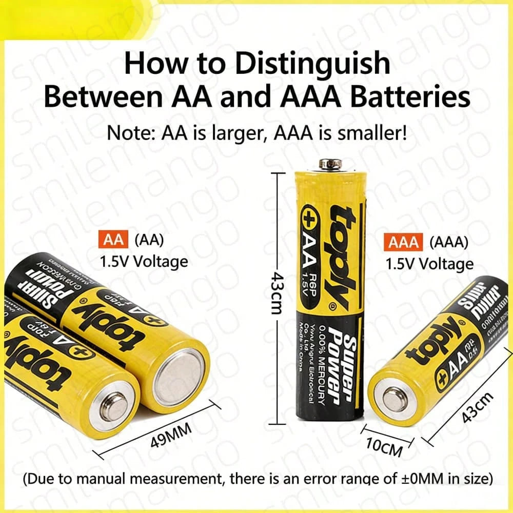 1.5V AA/AAA Disposable Carbon Battery, Suitable For LED Lights, Toys, MP3, Computers, Clocks, Radios, Video Game Consoles, Digital Cameras, Keyboards, And More