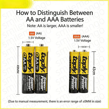 1.5V AA/AAA Disposable Carbon Battery, Suitable For LED Lights, Toys, MP3, Computers, Clocks, Radios, Video Game Consoles, Digital Cameras, Keyboards, And More