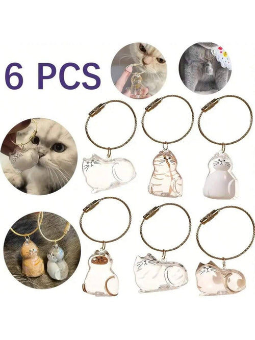 1/6pcs Transparent Cat Hair Capsule Pendant, Suitable For Cat Lovers, Can Be Used As Bag Charm Or Room Decor, Pet Hair Memorial Keychain