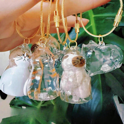 1/6pcs Transparent Cat Hair Capsule Pendant, Suitable For Cat Lovers, Can Be Used As Bag Charm Or Room Decor, Pet Hair Memorial Keychain