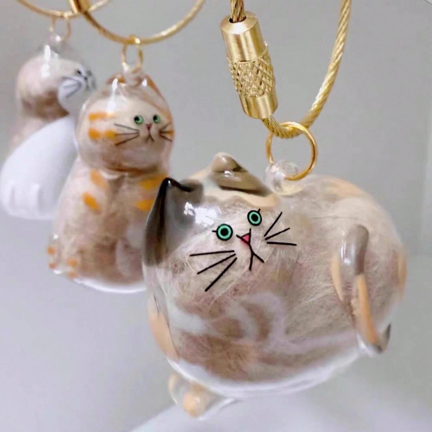 1/6pcs Transparent Cat Hair Capsule Pendant, Suitable For Cat Lovers, Can Be Used As Bag Charm Or Room Decor, Pet Hair Memorial Keychain