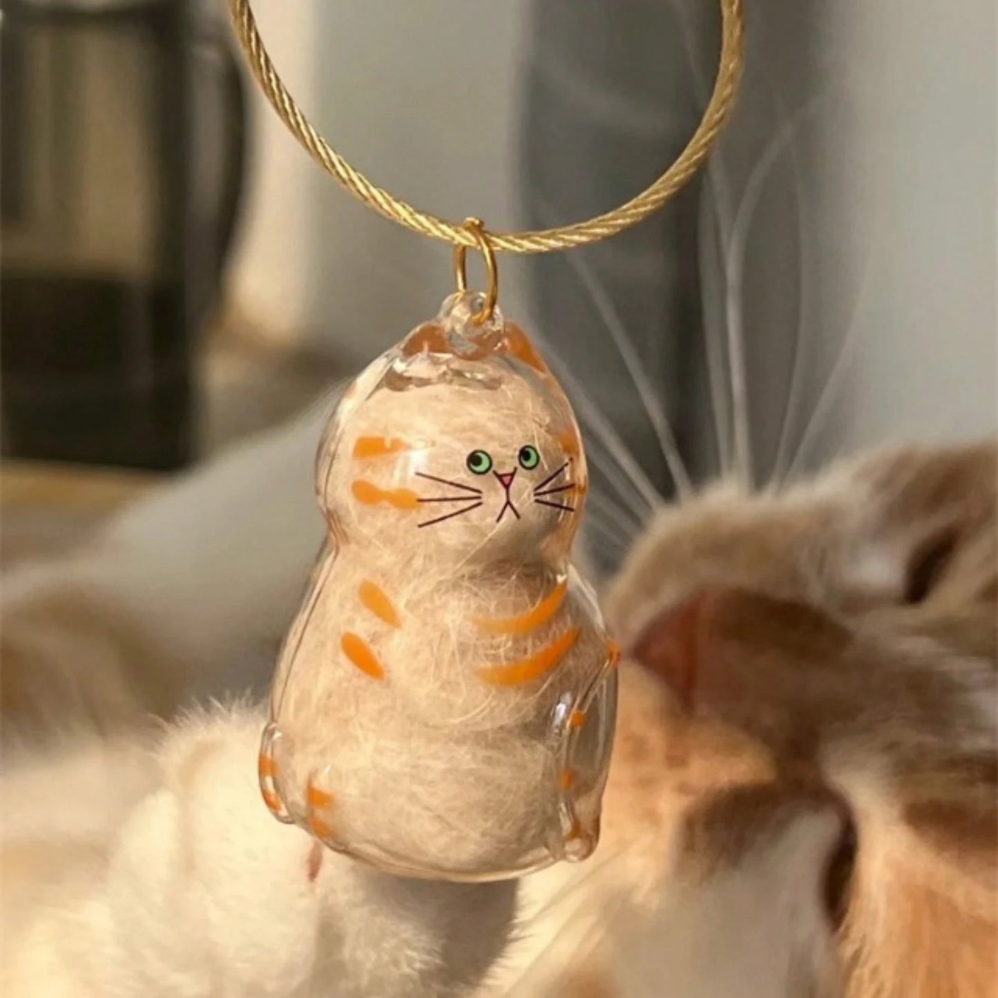 1/6pcs Transparent Cat Hair Capsule Pendant, Suitable For Cat Lovers, Can Be Used As Bag Charm Or Room Decor, Pet Hair Memorial Keychain