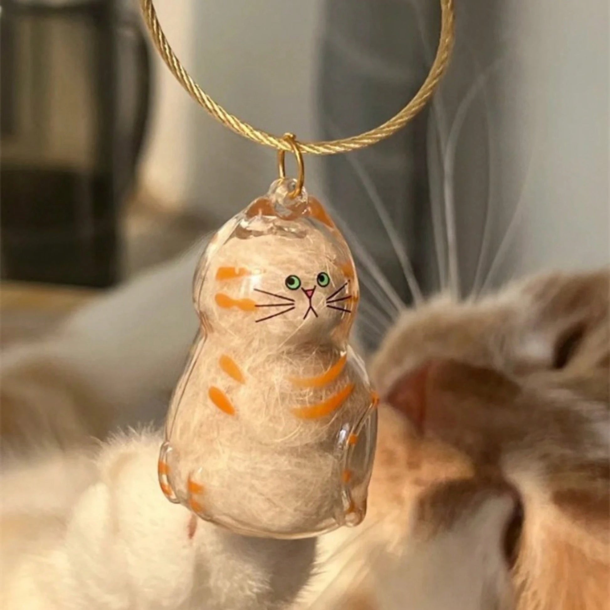 1/6pcs Transparent Cat Hair Capsule Pendant, Suitable For Cat Lovers, Can Be Used As Bag Charm Or Room Decor, Pet Hair Memorial Keychain